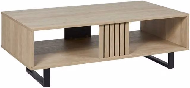 Tavolino robusto collezione LOFT Colori quercia chiara. Gambe in metallo nero