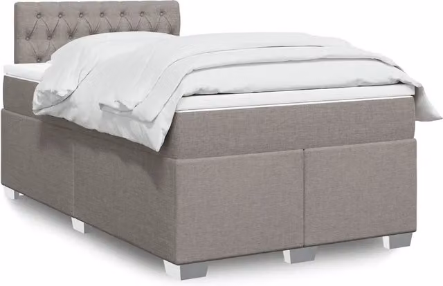 Letto con Giroletto a Molle e Materasso Ibrido vidaXL in Tessuto, Colore Beige, Grigio o Bianco, L/P/H: 120 x 190 cm