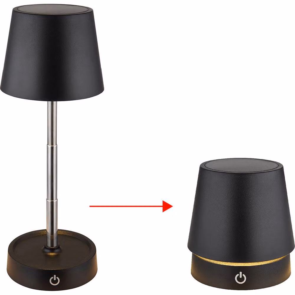 Lampada da tavolo a LED, touch dimmer, batteria ricaricabile, regolabile in altezza, H 28 cm