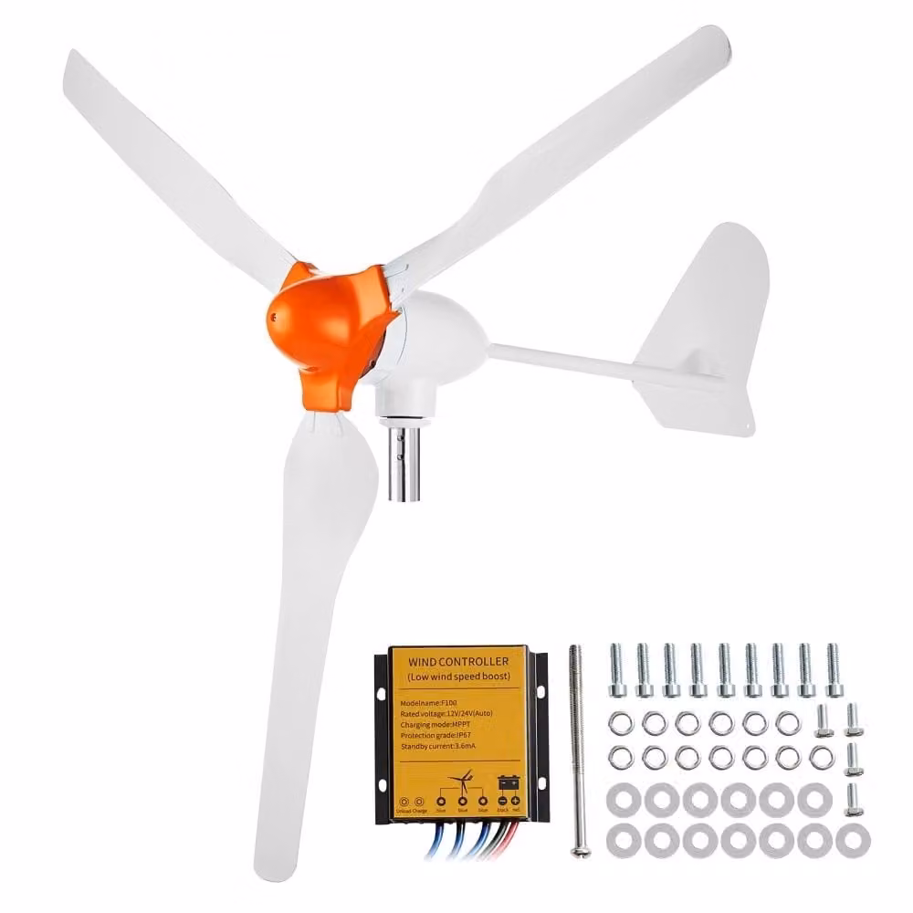 turbina eolica da 800 W - Generatore eolico a 12 V - Generatore eolico a 3 pale con controller MPPT - Direzione del vento regolabile e velocità del vento iniziale di 2,5 m/s - Ideale per case, fattorie, case mobili, barche.