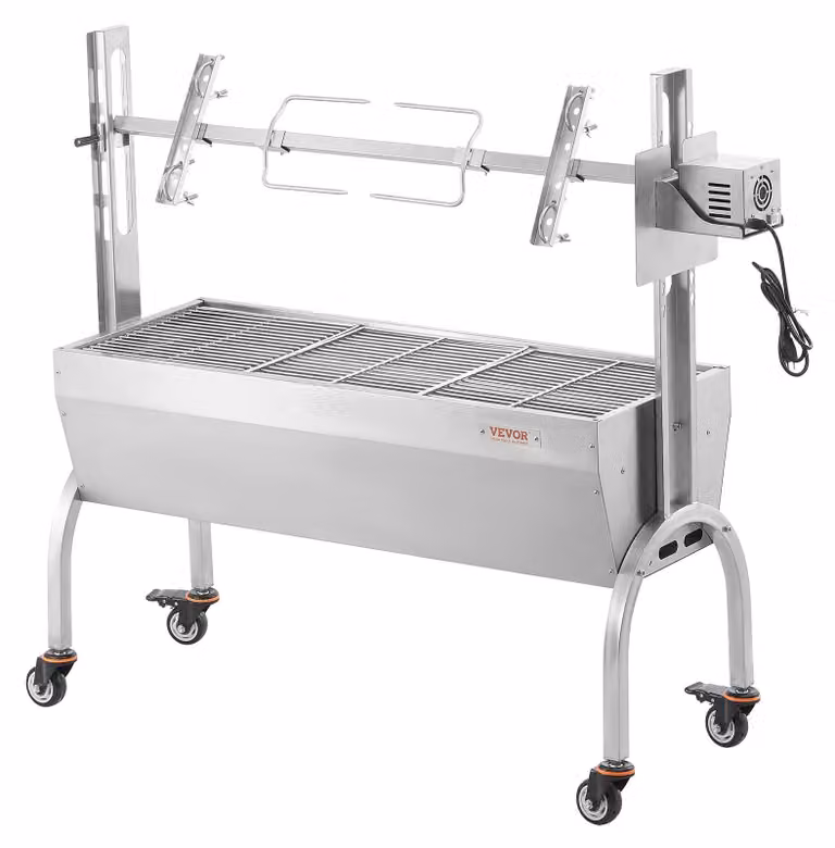 Spiedo rotante - Spiedo per arrosti - Griglia per barbecue - Acciaio inossidabile - Motore da 52W - Capacità di carico: 90 kg