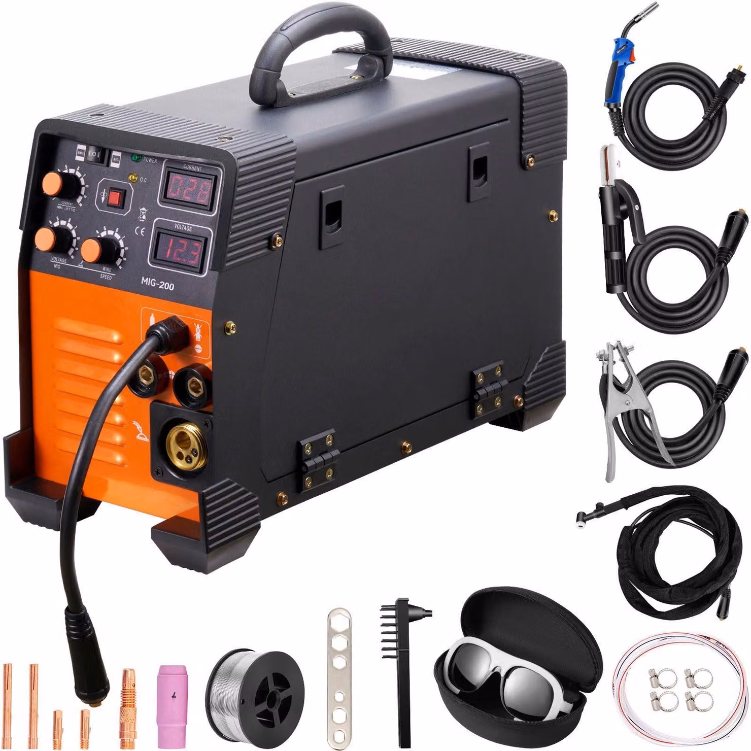 Saldatrice multifunzione 3-in-1: saldatrice MIG, saldatrice TIG, saldatrice MMA. Saldatrice inverter con display digitale