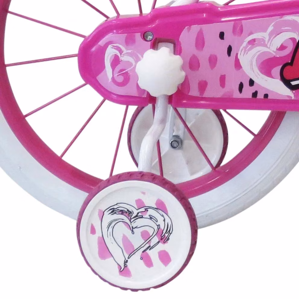 Bicicletta per bambini SCH HEART 16 pollici rosa in metallo con cestino e campanello – 2