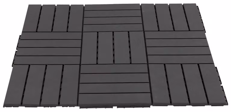 Set 9 Mattonelle a Incasto Effetto Legno 30x30x2 cm Deck Nero