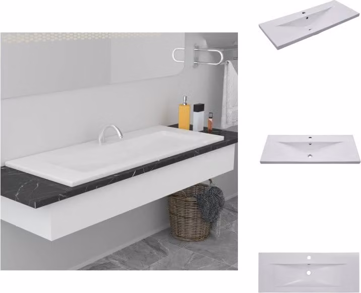 vidaXL Lavabo da incasso 101x39,5x18,5 cm in Vetroceramica bianca - Lavabo da bagno
