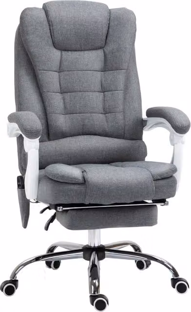 Poltrona da Ufficio Ergonomica Giordanoshop in Velluto Grigio con Poggiatesta e Ruote