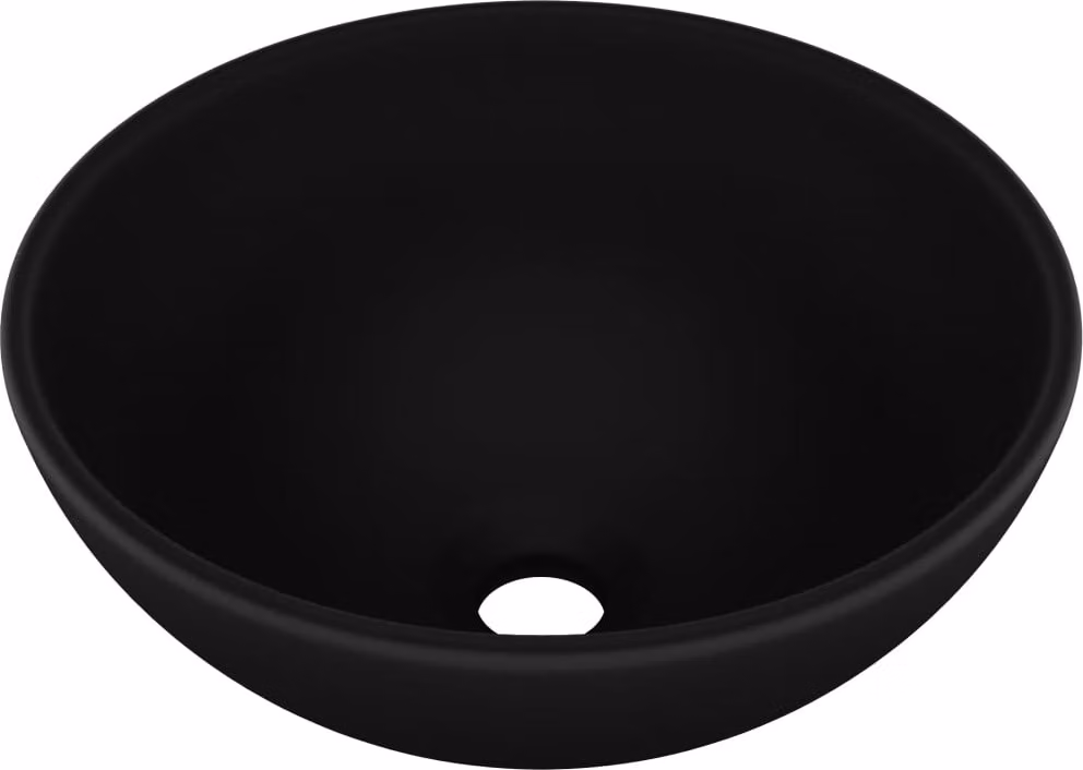 Lavandino Lusso Rotondo Nero Opaco 32,5x14 cm in Vetroceramica