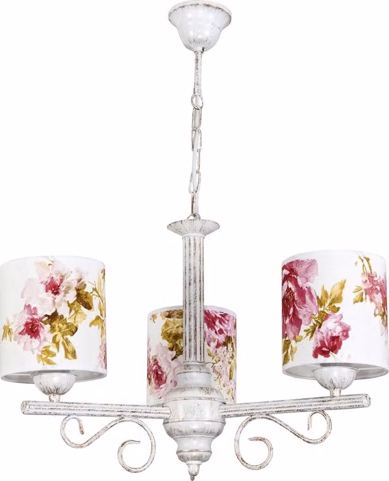 Lampada da soffitto antica bianca dorata con paralume MORGAN 9-882