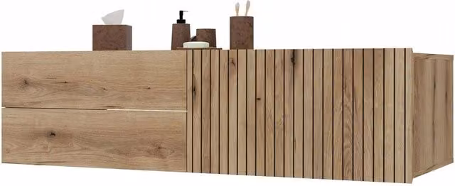 Mobile sottolavabo sospeso TIGO EVOKE rovere con 2 cassetti e ante scanalate L: 140 cm