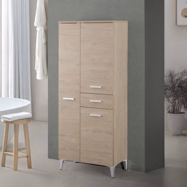 Colonna bagno a terra Desya in rovere dolomite con 2 ante e cassetto, H: 153,5 cm, L: 60 cm