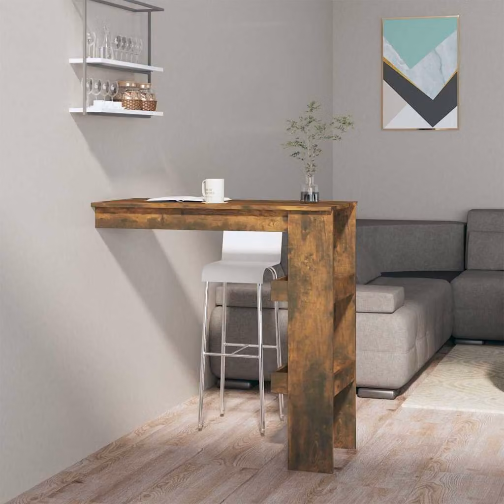 Bancone da muro vidaXL in legno multistrato color rovere fumo L: 102 cm, P: 45 cm, H: 103,5 cm