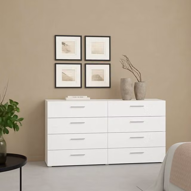 Credenza Phethai DMORA, Buffet e Madia da Soggiorno o Cucina, Bianco, L: 140 cm, P: 40 cm, H: 82 cm – 1