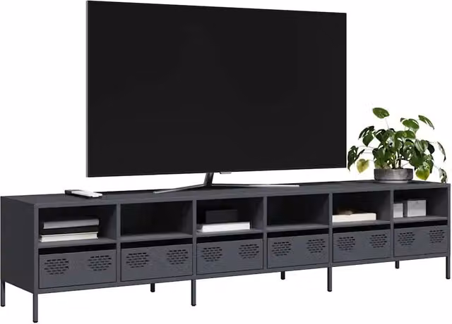 Mobile TV Antracite 202x39x43,5 cm Acciaio Laminato a Freddo 3307157