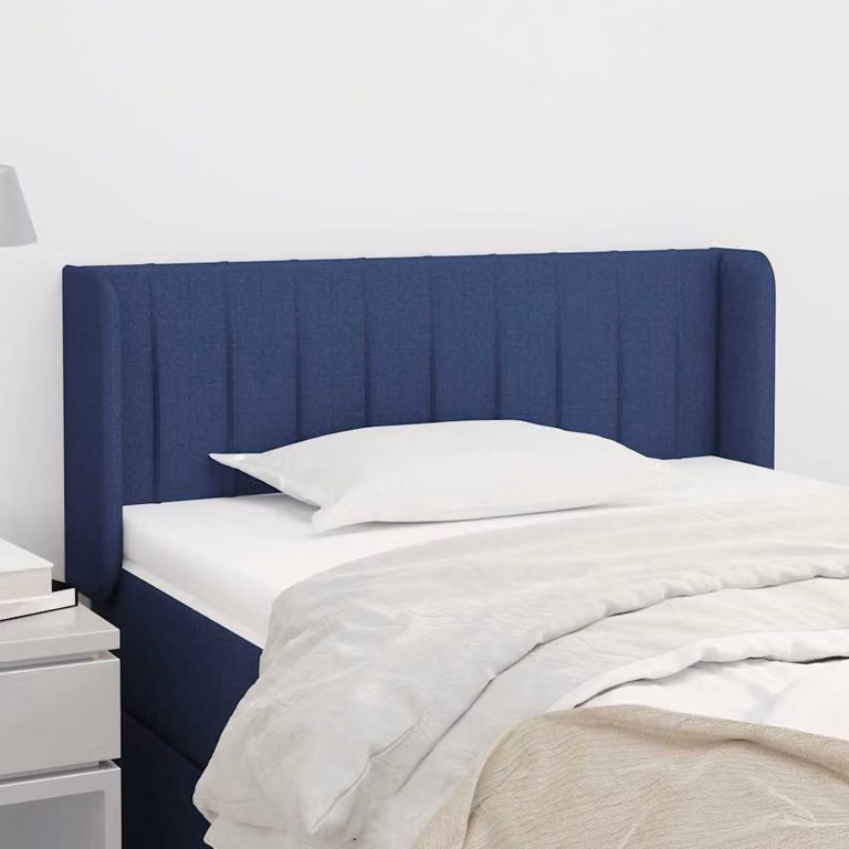 Testiera ad orecchio vidaXL in tessuto blu con struttura in legno L: 103 cm, P: 16 cm, H: 78-88 cm