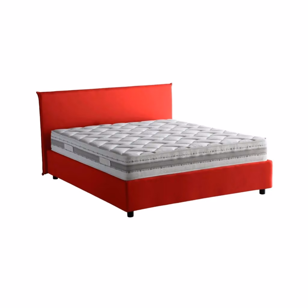 Letto matrimoniale contenitore Aros Talamo Italia con materasso incluso, rivestimento in tessuto rosso, L/P: 140 x 200 cm – 2