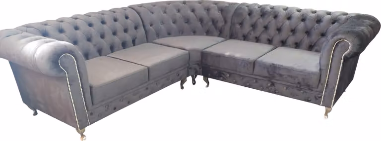 Chesterfield L-Form Ecksofa Couch Design Polster Textil Sofa Ecke Couchen