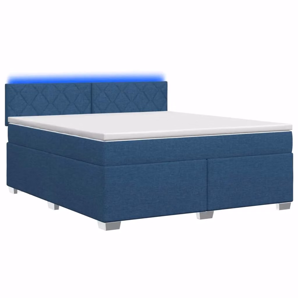 Letto con Box Spring, Materasso Ibrido e Illuminazione LED Blu vidaXL, L/P: 140 x 190 cm – 2