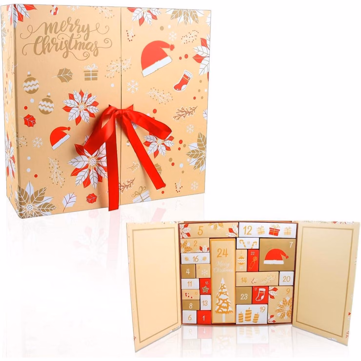 Calendario dell'Avvento da riempire, con 24 scatoline regalo, ideale per creare un calendario di Natale personalizzato, colore giallo