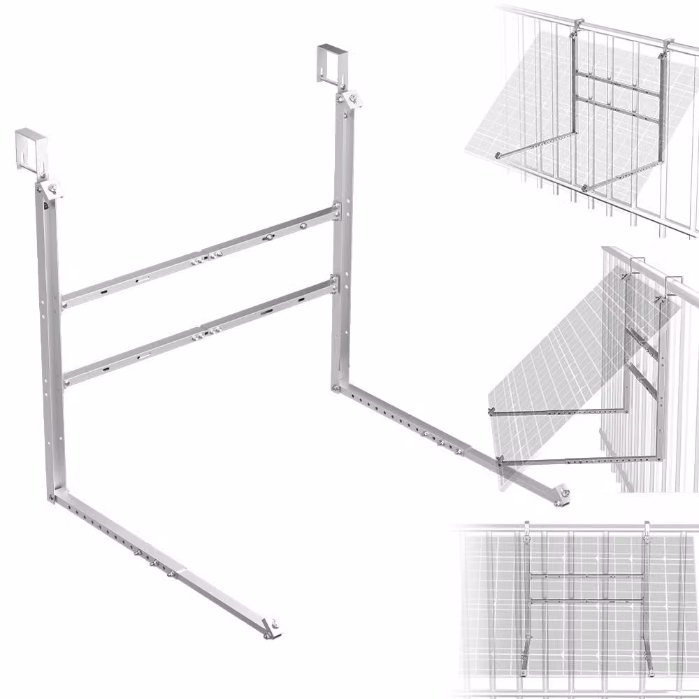 Supporto per impianto solare da balcone, supporto per pannelli solari da 400-550W, regolabile da 15° a 45°, sistema di fissaggio in alluminio per pannelli fotovoltaici con gancio, adatto per balconi, tetti piani e pareti