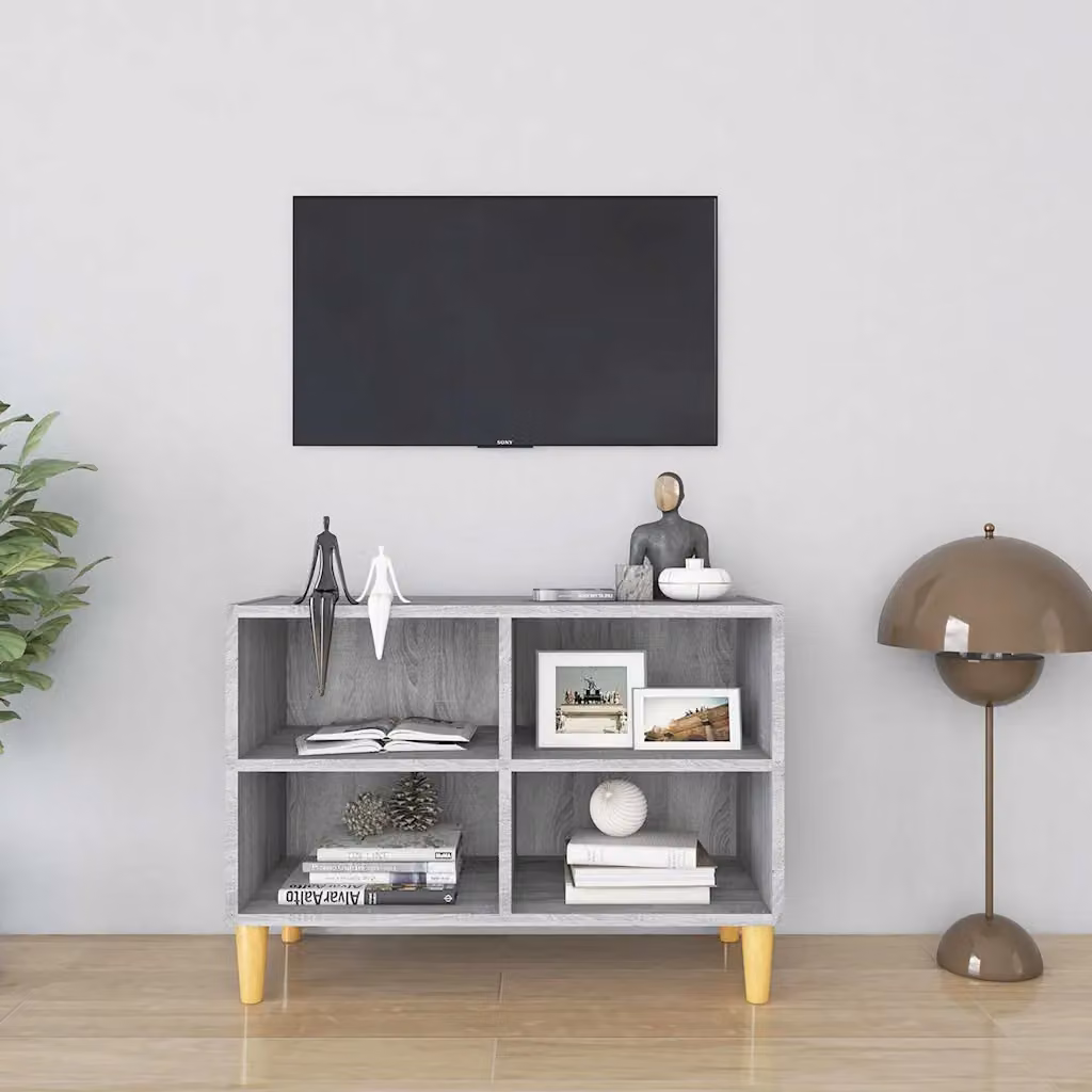 Gambe per TV mobile vidaXL in legno massello e MDF, colore grigio Sonoma, L 69,5 cm x P 30 cm x H 50 cm