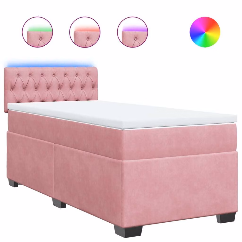 Giroletto a Molle con Materasso Rosa 90x200 cm in Velluto