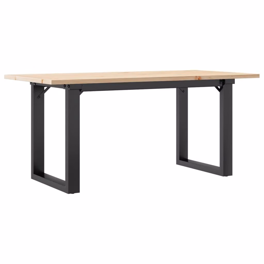 Tavolino Salotto Telaio a O 100x50x45cm Legno Pino e Acciaio