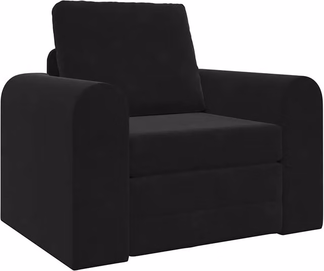 Divano letto singolo in velluto nero con braccioli L/P/H: 98 x 71 x 83 cm – 1