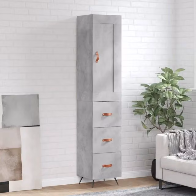 Credenza Buffet Armadio da Cucina Design Mania Grigio con Ante a Battente in Legno e Metallo L/P/H: 34,5 x 34 x 180 cm