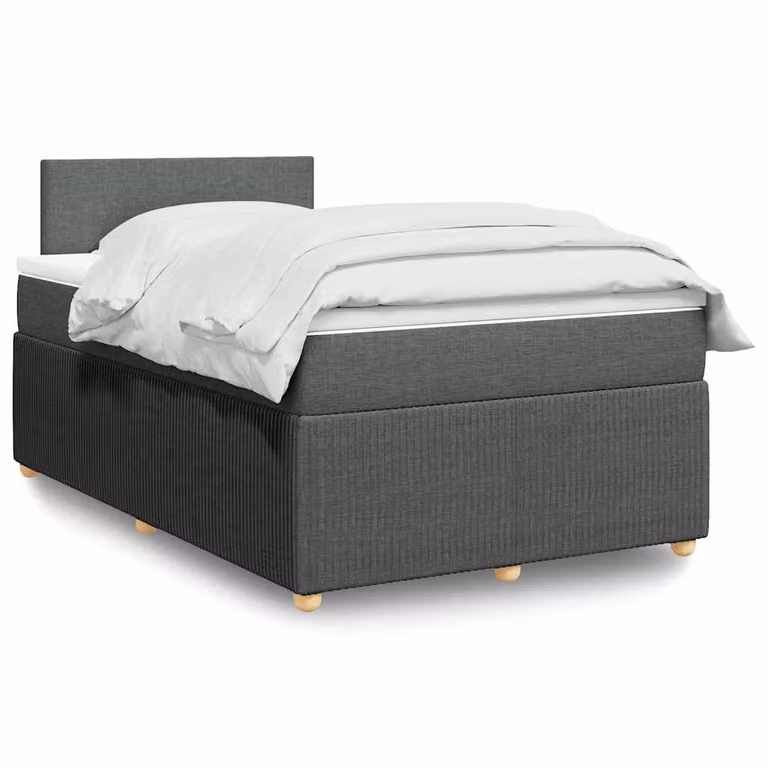 vidaXL Giroletto a Molle con Materasso Ibrido in Tessuto Grigio e Bianco L/P/H: 120 x 190 x 100,5 cm