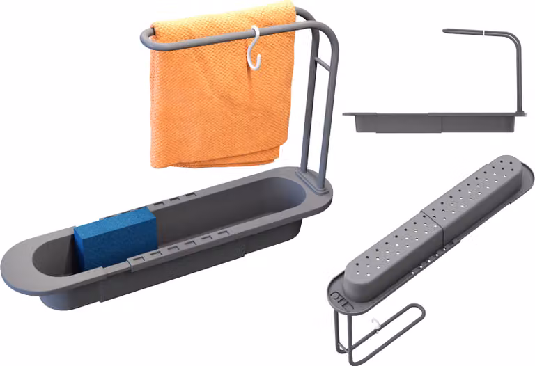 Granitan - Cestello scolapiatti - Cestello per lavello - Grigio - pieghevole - Accessori da cucina