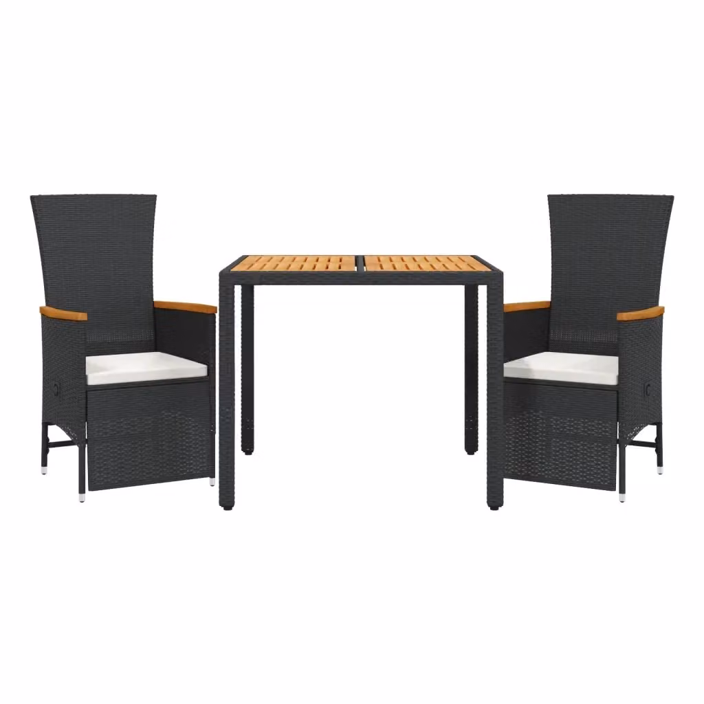 Set da pranzo da giardino moderno vidaXL in legno di acacia oliato e rattan nero, marrone o bianco – 2