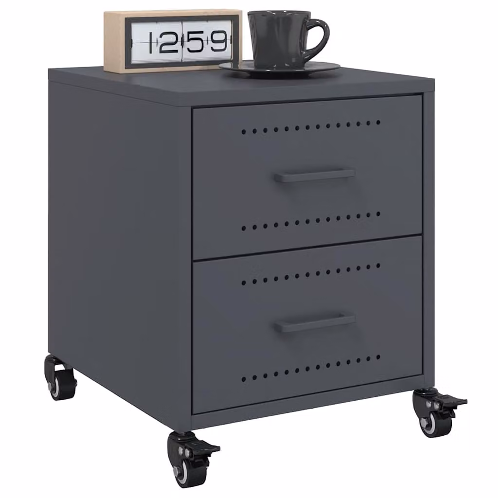 Set di 2 comodini vidaXL in acciaio antracite L 36 cm, P 39 cm, H 43,5 cm