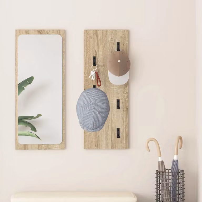 vidaXL Appendiabiti a muro moderno in Rovere, L 80 x P 1,5 x H 30 cm