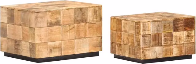 Tavolini da Salotto 2 pz a Blocchi Legno di Mango Grezzo 286435