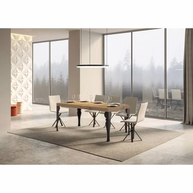 Tavolo allungabile Itamoby rettangolare in legno e metallo, colore Ash e Antracite, L/P/H: 160 x 90 x 77 cm (estendibile fino a 264 cm) – 2