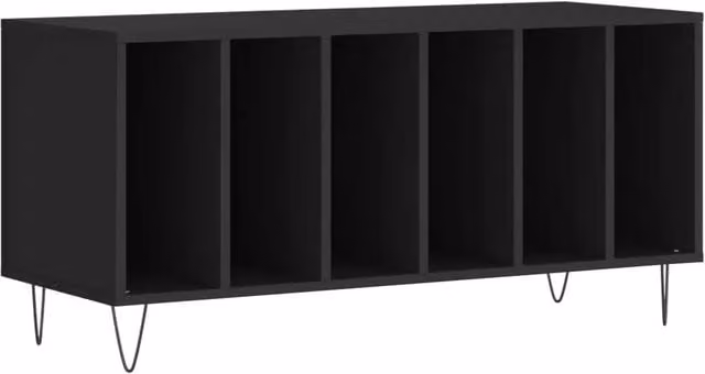 Mobile porta dischi stile industriale HELLOSHOP26 in legno composito e metallo nero L: 100 cm, P: 38 cm, H: 48 cm