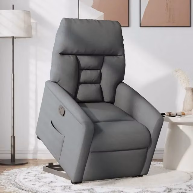 Poltrona Alzapersona Reclinabile con Assistenza Elettrica vidaXL in Tessuto Grigio per Anziani