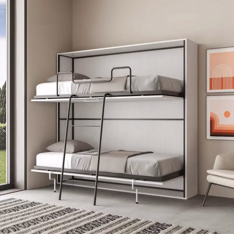 Letto a scomparsa doppio orizzontale Kando Itamoby con materasso Bianco – 2