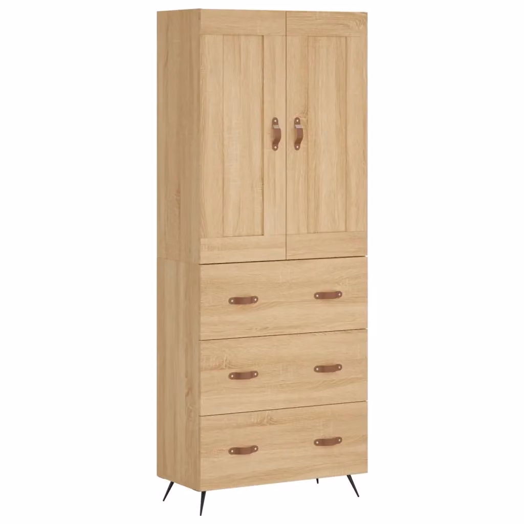 Credenza moderna vidaXL in legno e metallo color marrone, L: 69,5 cm, P: 34 cm, H: 180 cm – 2