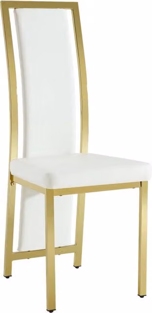 Set di 2 sedie da pranzo con schienale curvo e cornice dorata in PU bianco