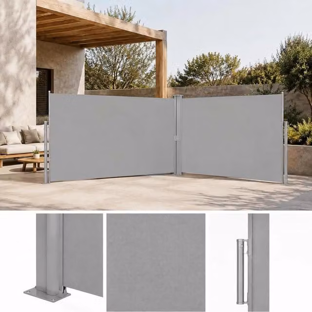 Extendable Side Awning 160x600 Cm Grey