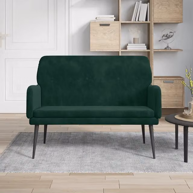 Panca moderna vidaXL in velluto verde con braccioli L: 108 cm, P: 40 cm, H: 79 cm – 1