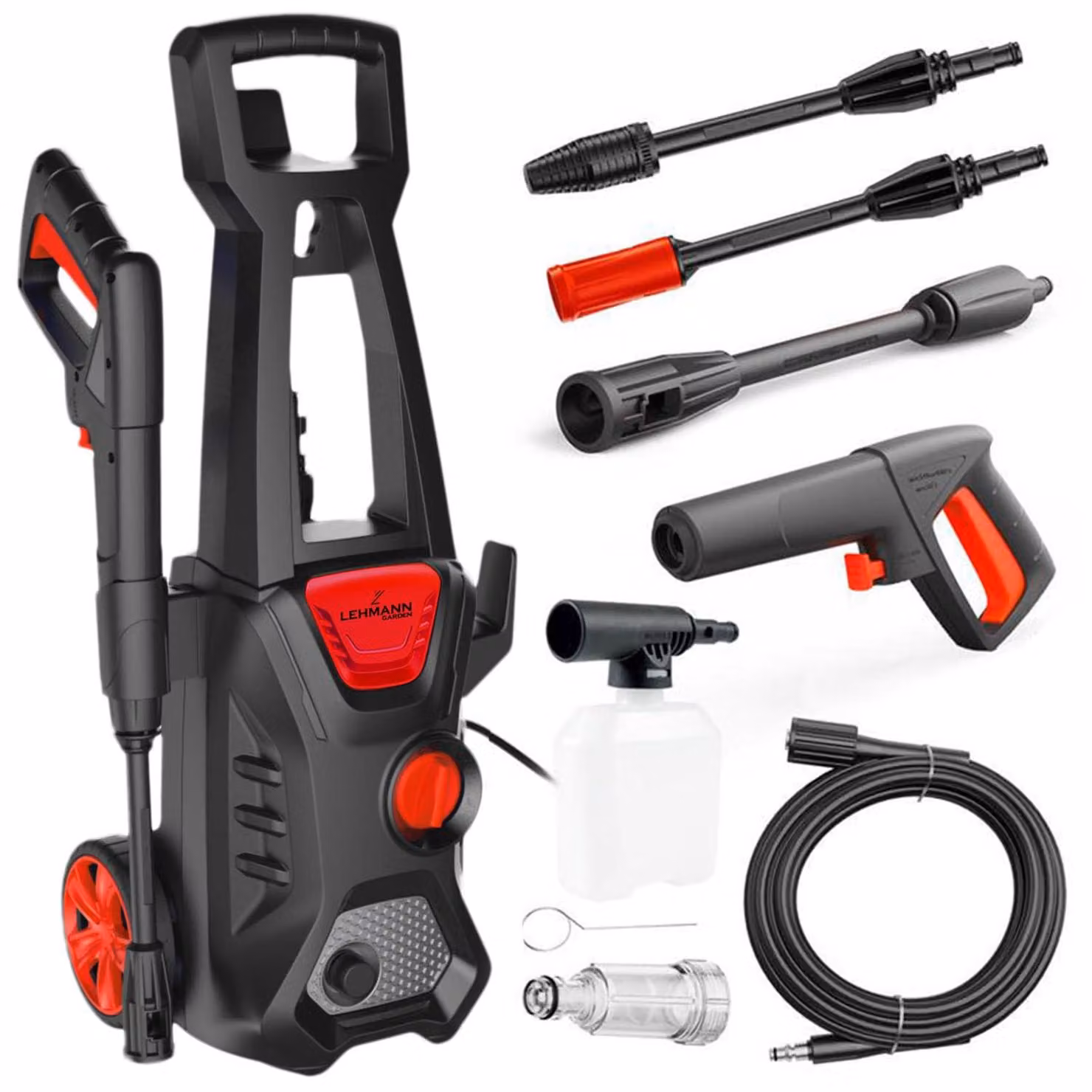 Idropulitrice elettrica - 1600 W - Pressione massima: 200 bar - Portata: 480 litri/ora - Tubo flessibile: 5 metri