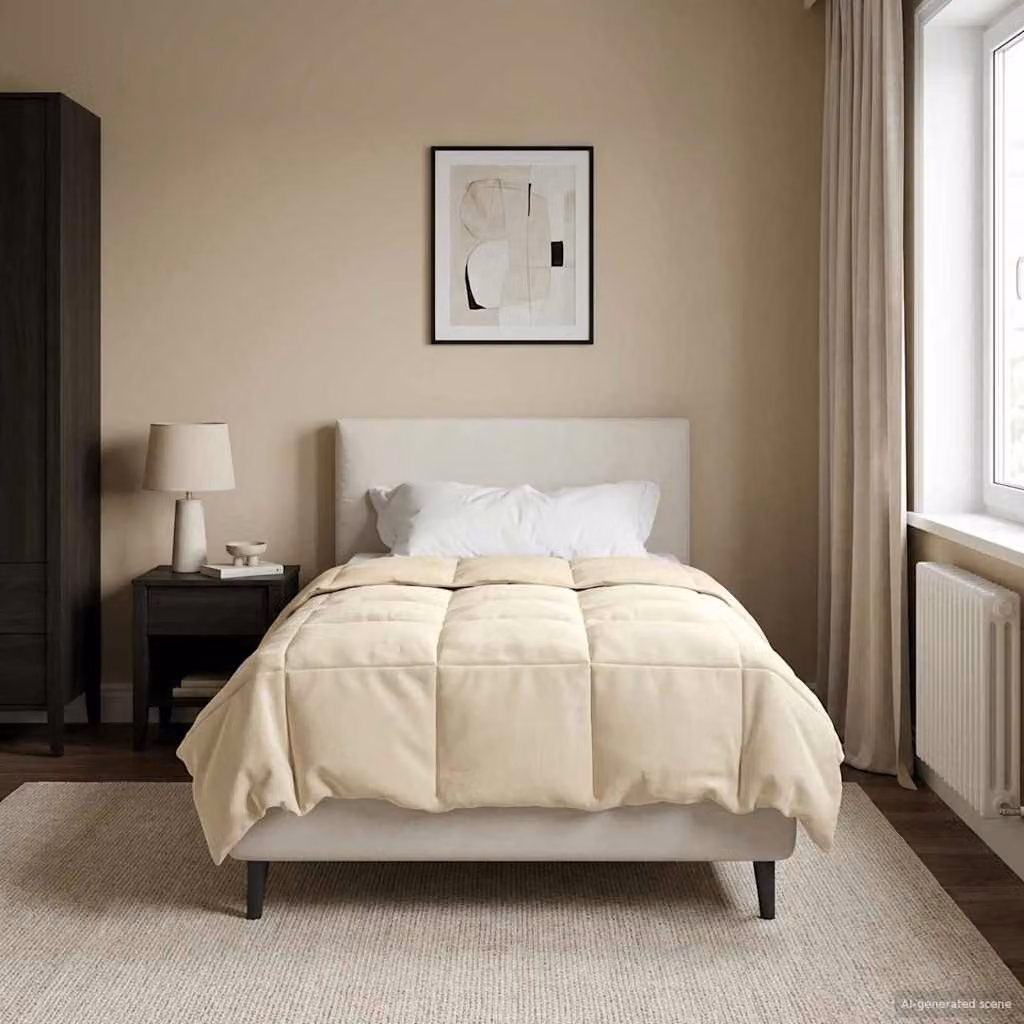 vidaXL Piumone Invernale Traspirabile e Reversibile in Fibra, Beige, L 140 x P 220 cm