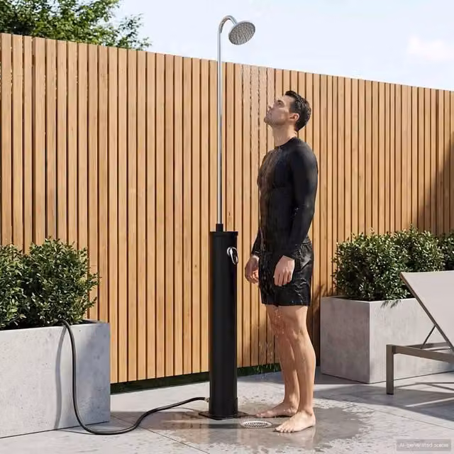 Doccia Solare vidaXL con Testa Doccia, Colore Nero, Capacità 20 l – 1