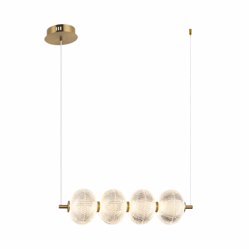 Lampada a sospensione decorativa per sala da pranzo sopra il tavolo ottone orizzontale paralumi in vetro decorativo colore caldo LED 19W LAZIE Italux
