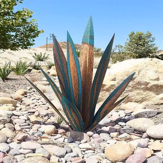 Decorazione da giardino in metallo, 27 cm, stile rustico, per terrazza