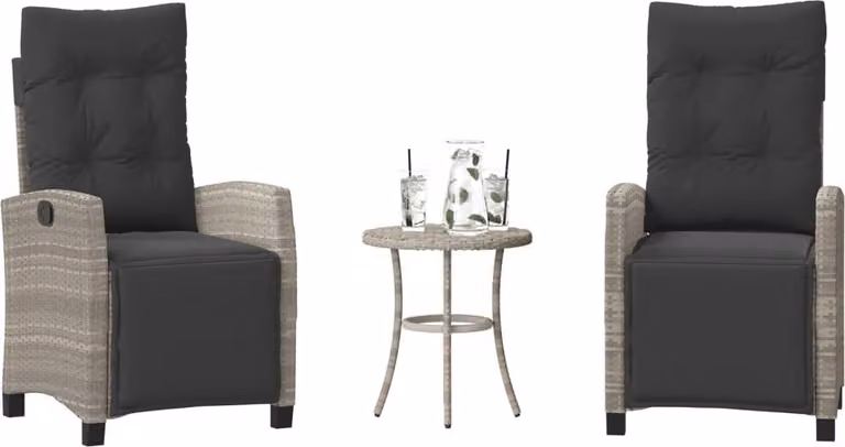 Maison Exclusive - Set da bistrot 3 pezzi con cuscini Grigio chiaro Poly Rattan