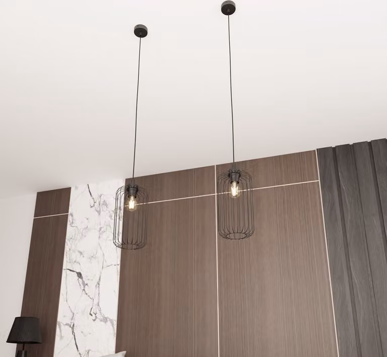 Lampada a sospensione industriale ovale nera con paralume in filo metallico, regolabile, VANDER 1xE27 15W Emibig