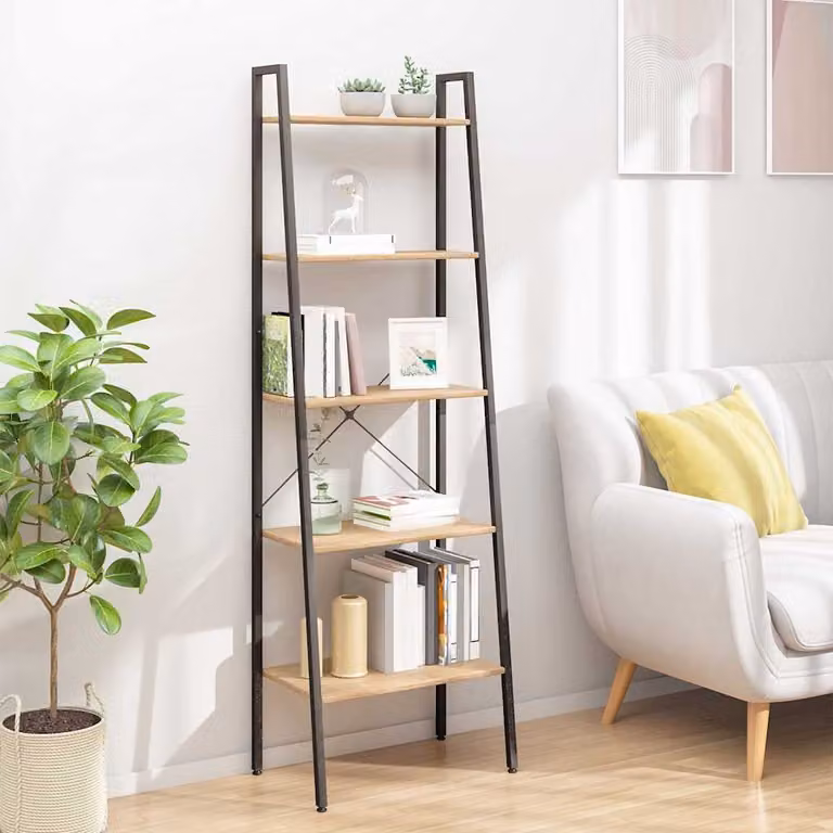 Scaffale autoportante vidaXL con 5 ripiani in stile industriale, colore marrone chiaro e nero, L: 56 cm, P: 35 cm, H: 174 cm